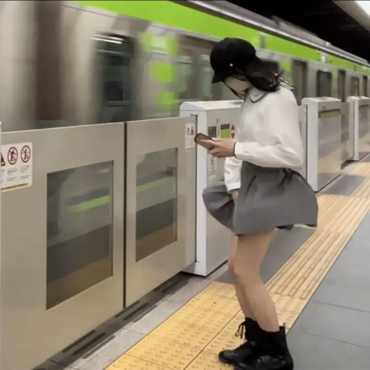 地下鉄が来たときの風でスカート全部めくれた🫠