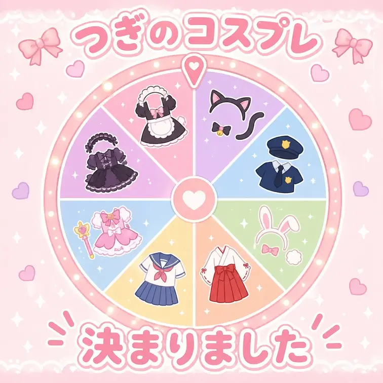 つぎのコスプレ🫶🏻決まりました.°ʚ🎀ɞ°.
ファンの方から色んなリクエストもらった♡♡
決めきれなかったからルーレ