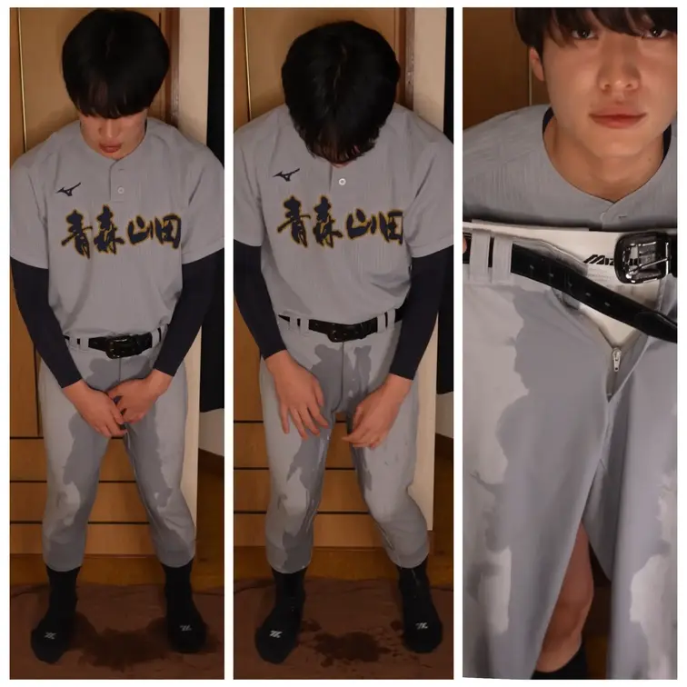 野球のユニフォームで我慢できなくてお漏らししちゃった