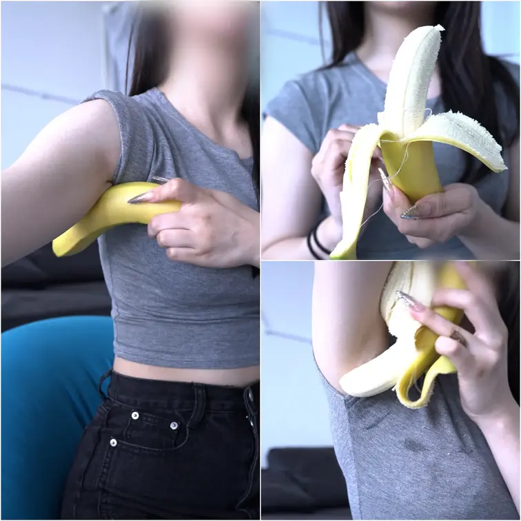 🍌を脇で
なぜか色々あって脇で挟まされました…笑

🍌舐めた動画も撮ってみました
