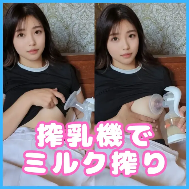 搾乳機で母乳搾り