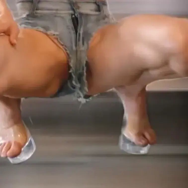 ギャルモデルのデニムホットパンツ