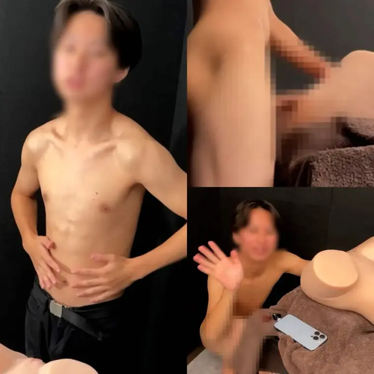 センターパートのうぶ可愛い男の子が顔に似合わないデカマラでピストンオナ！