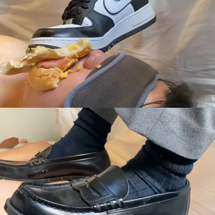 制服ローファー＆AF1餌付け(足元画角)