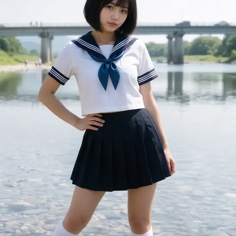 ながさわゆずきのおすすめ作品 河原でセーラー服💖涼しいよ