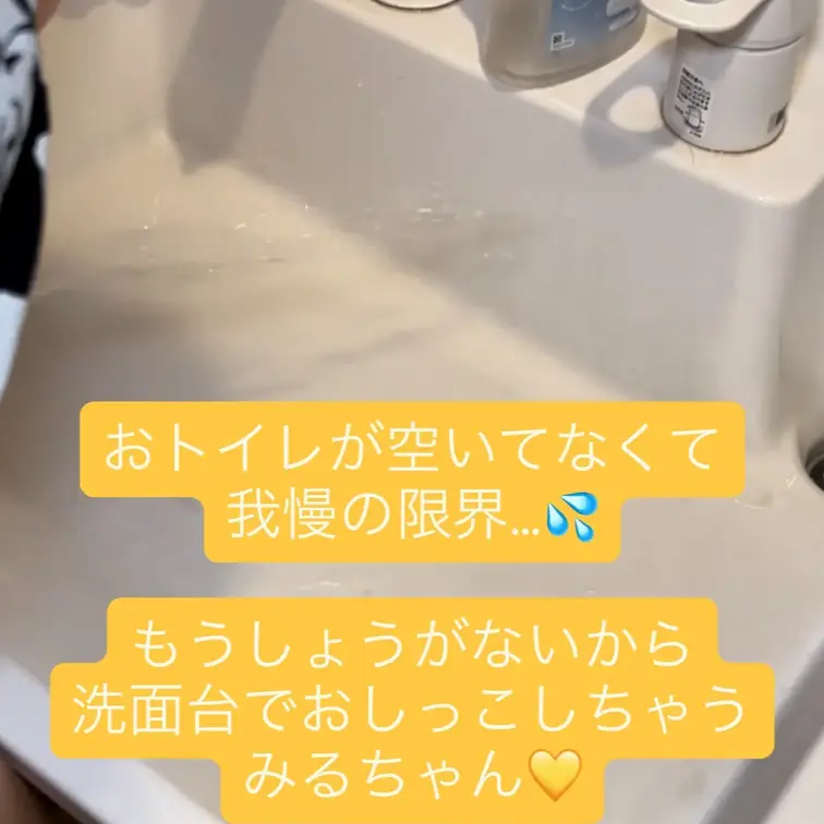 洗面台に限界放尿!
おトイレ空いてなくてもう限界…💦
でも漏らすのはいや!しょうがないので洗面台にしーしーしちゃいま