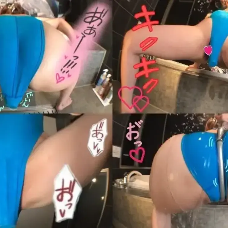「❤ピチパツ競泳水着♡バイブ固定❤オホ声イキッ♡」

デカ尻お姉さんがミニスカワンピからピチパツ競泳水着にお着替え！