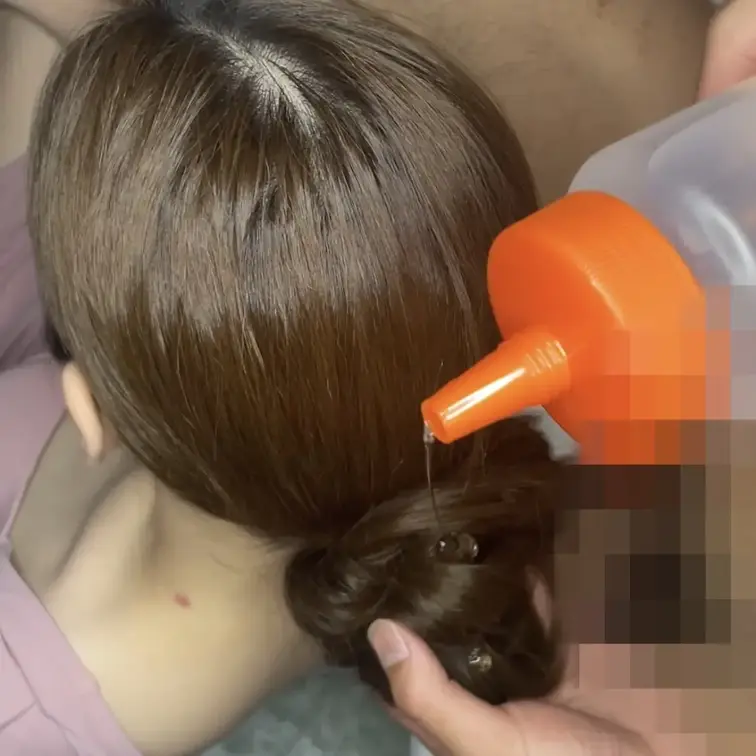 お団子にローション入れられて髪の毛オナホ🥺