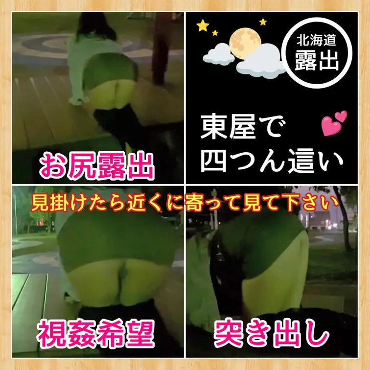 ♥️露出♥️北海道露出（2日目夜）
東屋で四つん這い

ミニスカ、ロングブーツで東屋へ
そこで四つん這いで尻露出