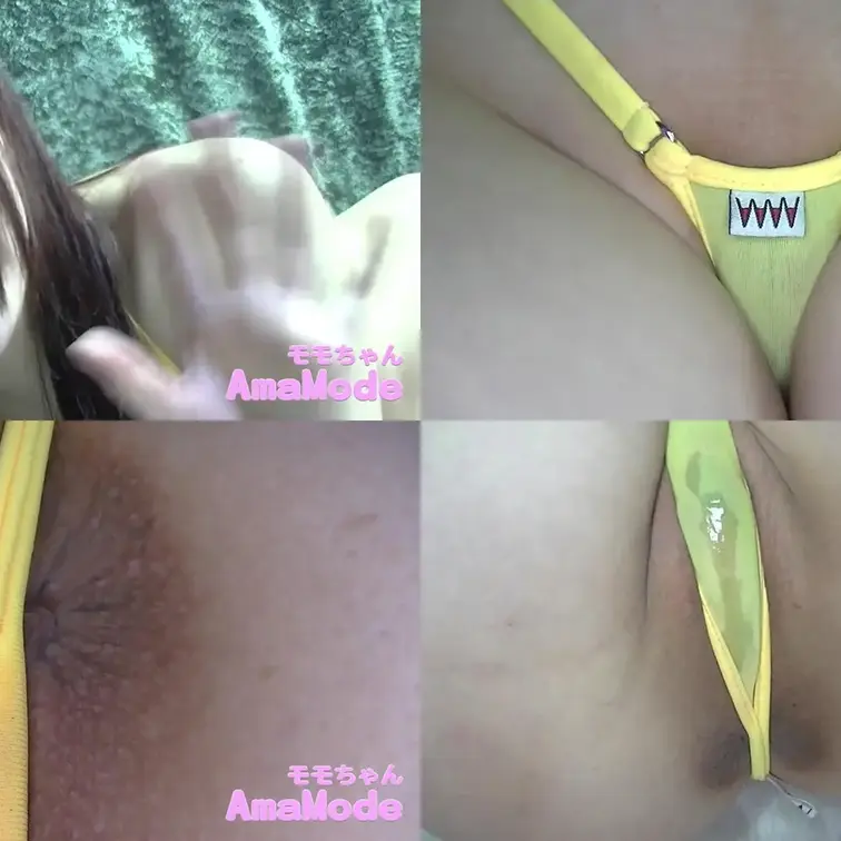 新人素人モデル、モモちゃん、ほぼ裸！マイクロビキニ&M字開脚&スケスケ撮影まで