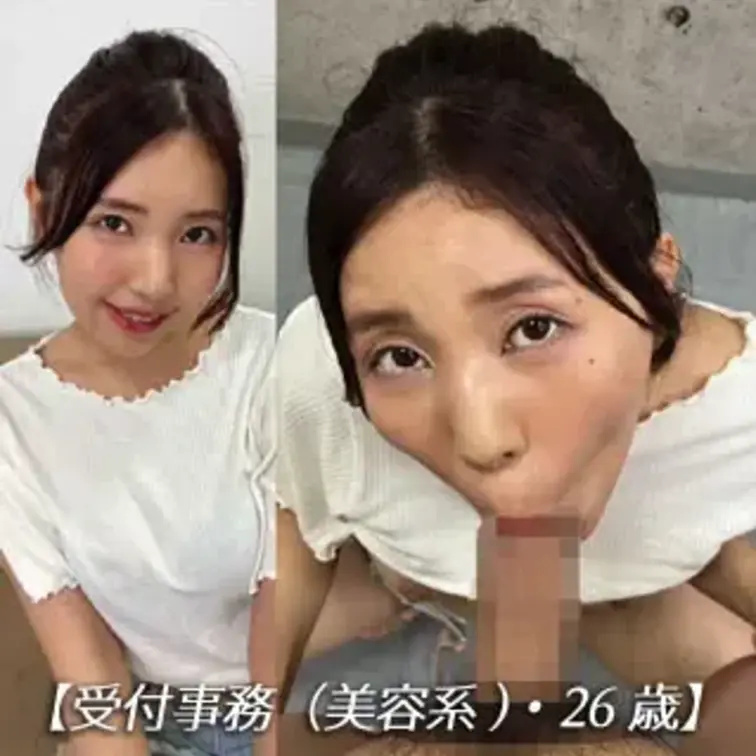 【受付事務（美容系)・26歳】Gカップ柔乳人妻【デカ舌ねっとり絡む】ジュボジュボ音響く！ノーハンドピストンフェラ【口内発