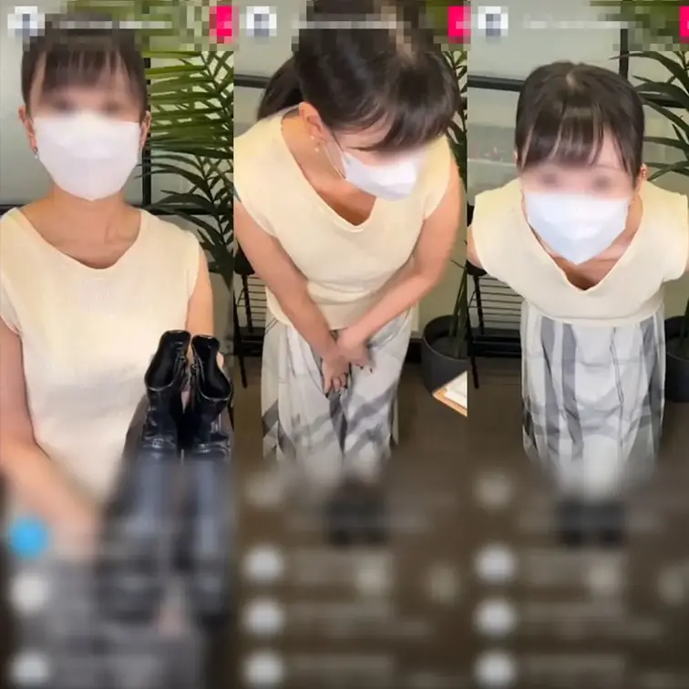 [配信胸ちらハプニング30]爆乳女子のうっかり生着替え/アパレル会社のライブリハハプニング/計2名

■被写体一人目
