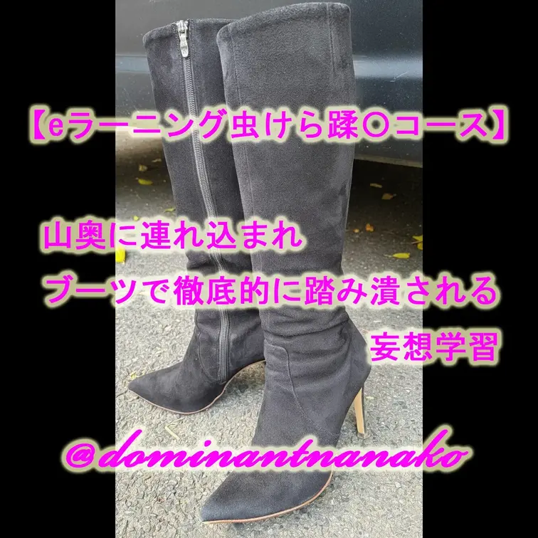 【eラーニング虫けら蹂〇コース】
山奥に連れ込まれブーツで徹底的に踏み潰される妄想学習

画面の前の虫ケラども
さぁ、受講のお時間です＾＾

本日のカリキュラムは誰も助けに来ない山奥での「徹底的な蹂〇」
お前たちのような無価値な存在が私のロングブーツの下でどう処〇されるか、じっくりと「妄想」学習しなさい。

履修登録（購入）を済ませて私の足元で一生這いつくばりなさい。

ゴミムシ価格（5364円）↓