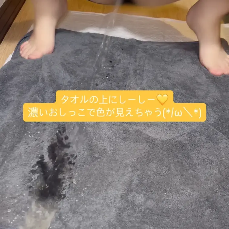 タオルの上におしっこしーしー💛