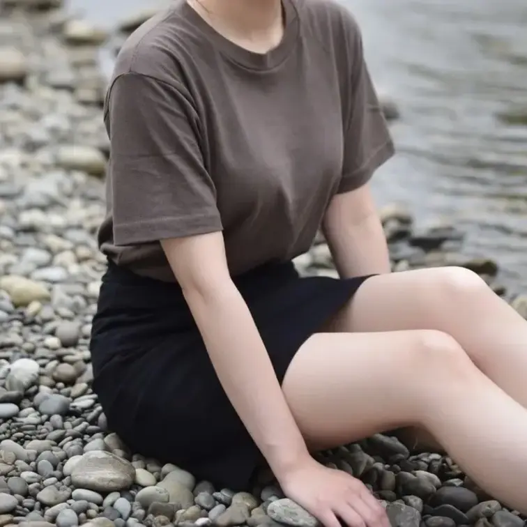 河原で