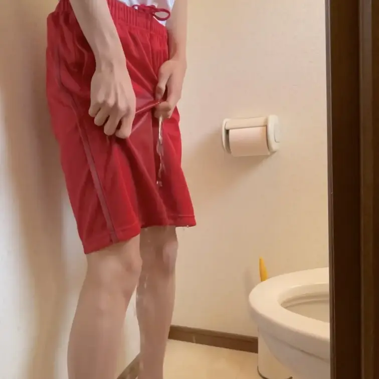 先輩の家のトイレでおしっこお漏らし。もちろん先輩からの命令です笑。