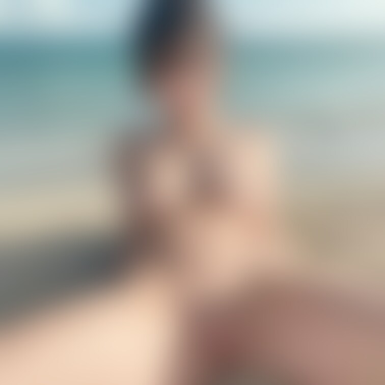 ビーチでおっぱい丸出しの美巨乳美女