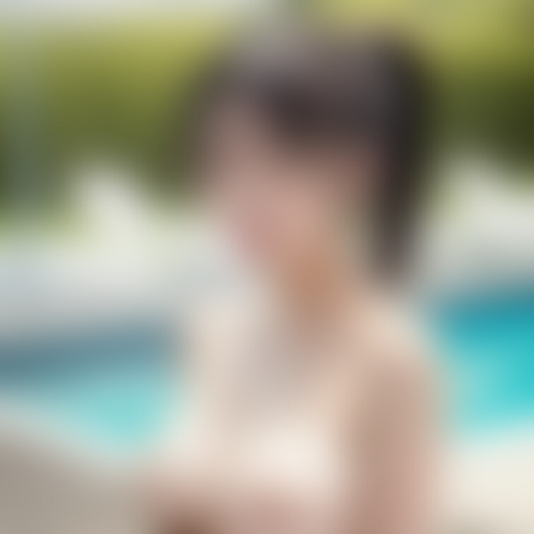 プールで楽しそうな黒髪ポニーテールヌード美少女! 1