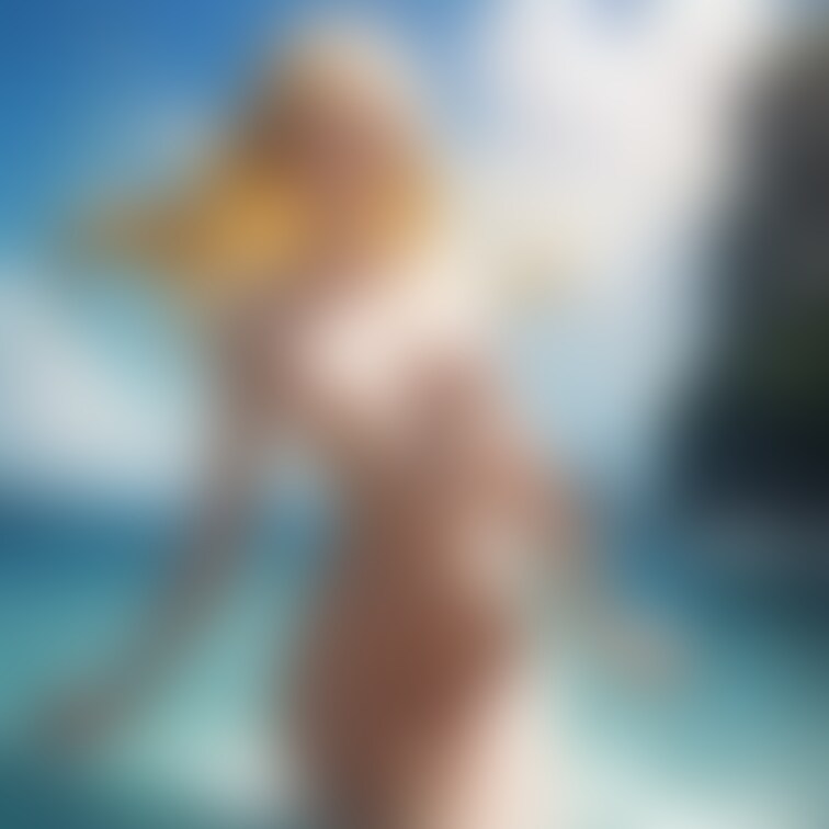 誰もいない海で大胆になる美女💕