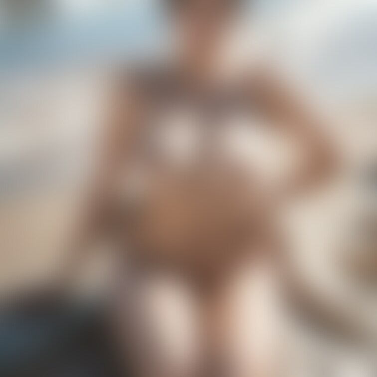 浜辺で全裸！爆乳美女！