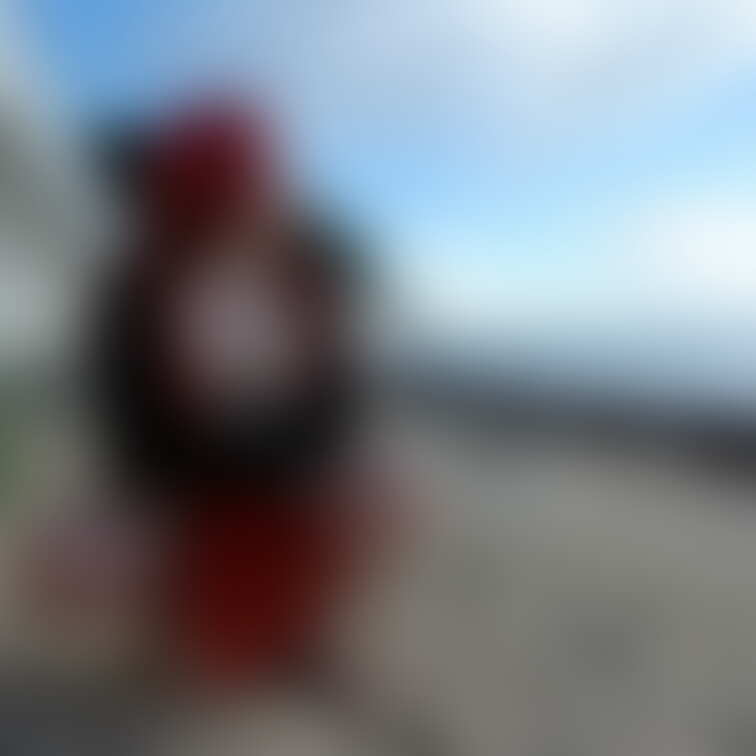 りほさん。混浴オフ会の終わりに海辺で撮影。ヤンキー座りで海を見てますが下はなにもはいてません。混浴オフ会の詳細はX「関西