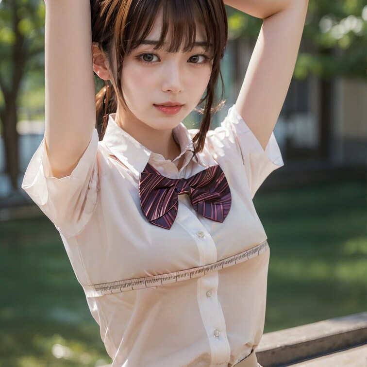 次の衣装作るから、バストサイズ測らせてって
💦
え、ここで💦
　　　
しかも、ブラウスがあると正確なサイズ測れな