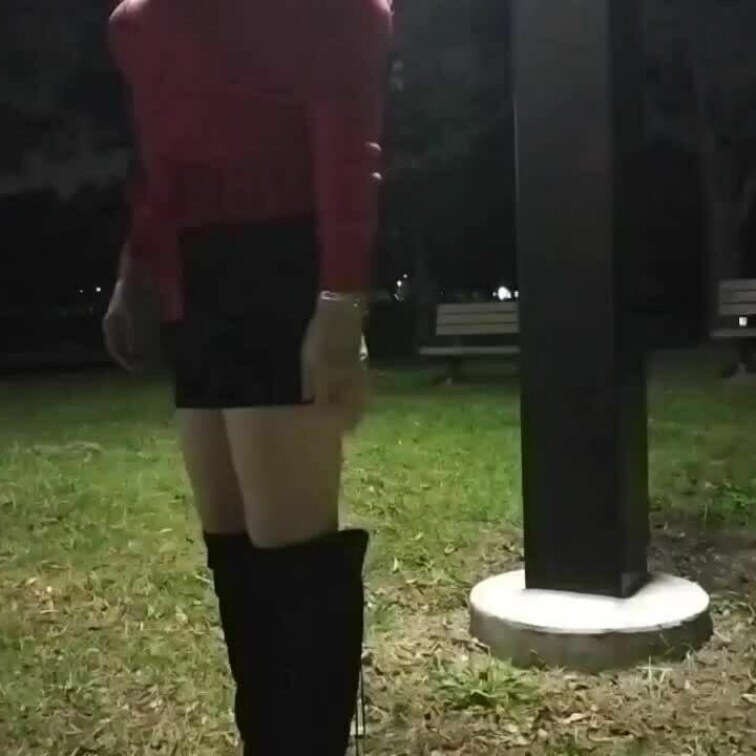 深夜の公園で露出
ギャラリーを待つOL