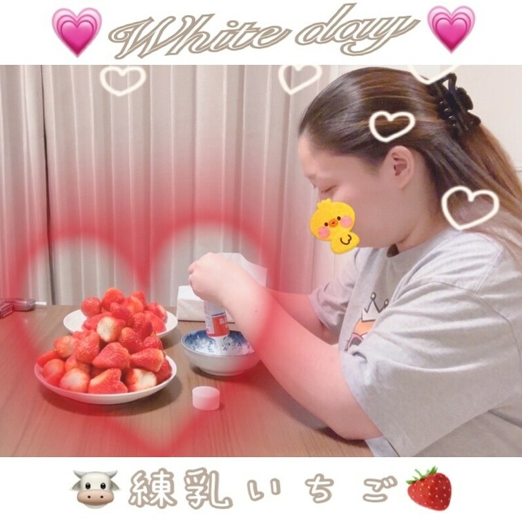 【𝑾𝒉𝒊𝒕𝒆 𝑫𝒂𝒚 〜🐮練乳いちご🍓〜】

いちごまみれ🍓練乳まみれ🐮💗
練乳🐮ってやっぱりなんかえっち😘
