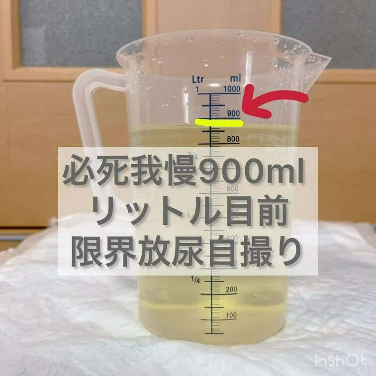 もう少しで1リットル！
ギリギリおしっこ我慢大会です
キラキラ加工はおしっこ我慢で頭回らなくて
誤操作によるもので