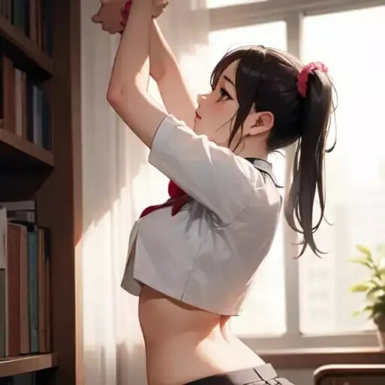 美女の図書館ヌード💕