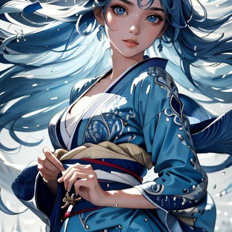 青髪美少女のヌード写真/animetic