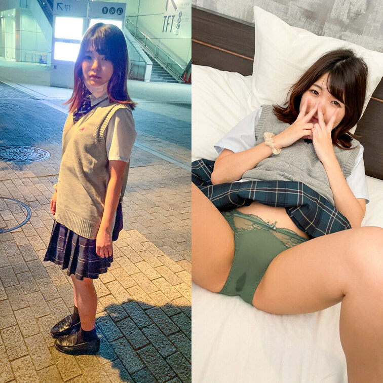 22時間着用【個人撮影】緑色が大好きなミントグリーンぱんつちゃんとパパ活_夜の観覧車でイチャラブデートシーンまで収録
