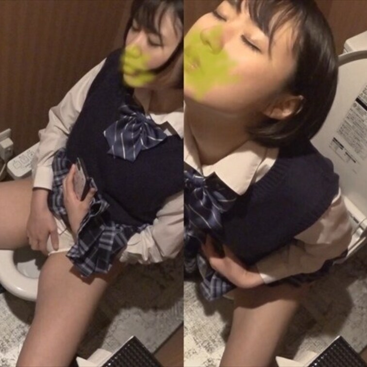 初めはこっそり触っていますが徐々にエキサイティングして、デパートのお手洗いにも関わらず喘ぎ声まで出しちゃってます。