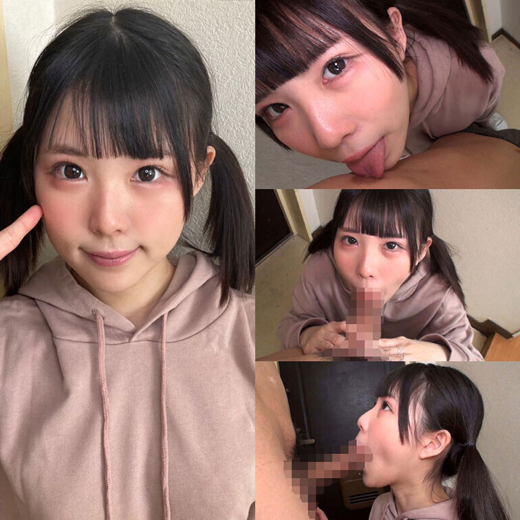 個撮)超キュートな彼女のフェラ技がエグい!【ツインテール揺らしてピストン】驚きの丸呑みノーハンドピストンフェラ【口内発射