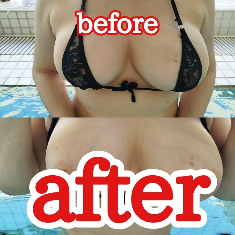 巨乳好きの男性の方へ
水着を外して
乳輪や乳首を見たいですか？
見るだけならいいですよ！