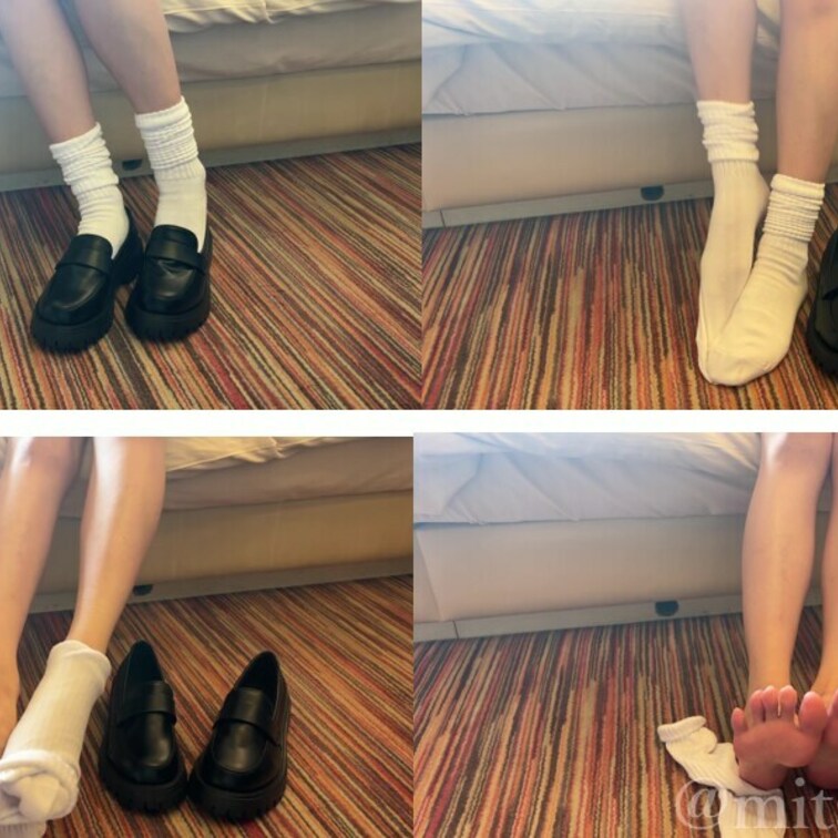 手を使わないで靴下脱ぎ脱ぎする動画です！