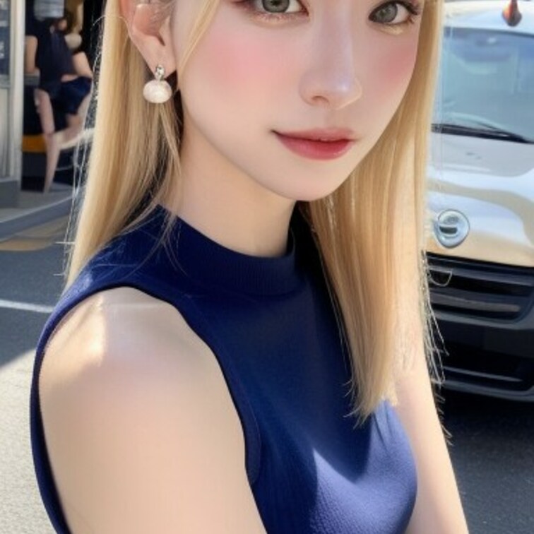 ロングヘアー、ノースリーブ
