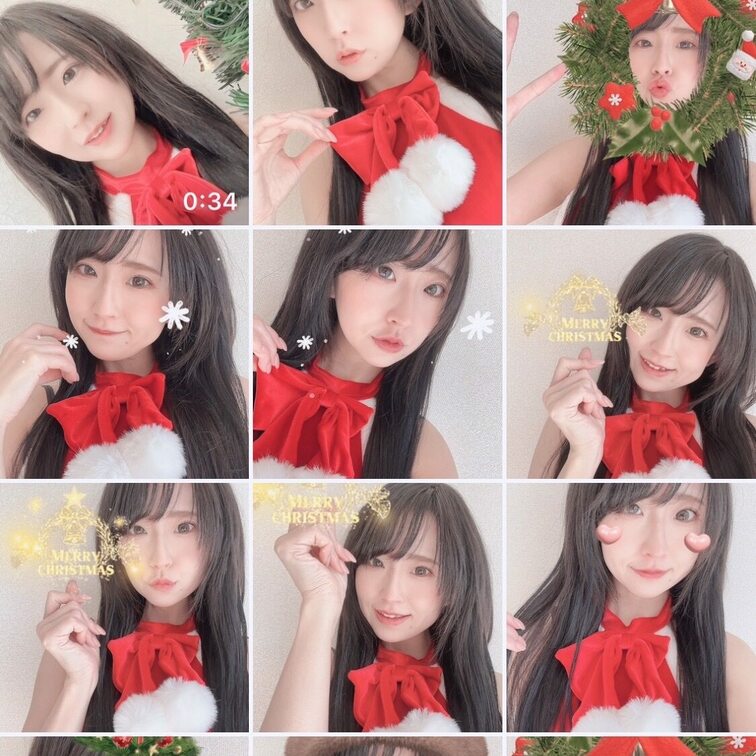 サンタコスした時いっぱい自撮りしたんだけど、結局被り物系が1番似合ってない？😂
顔周り隠すと盛れる説🥰
リースに顔ハ