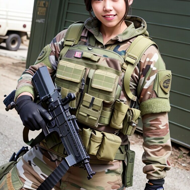 本格フル装備？のサバゲー女子