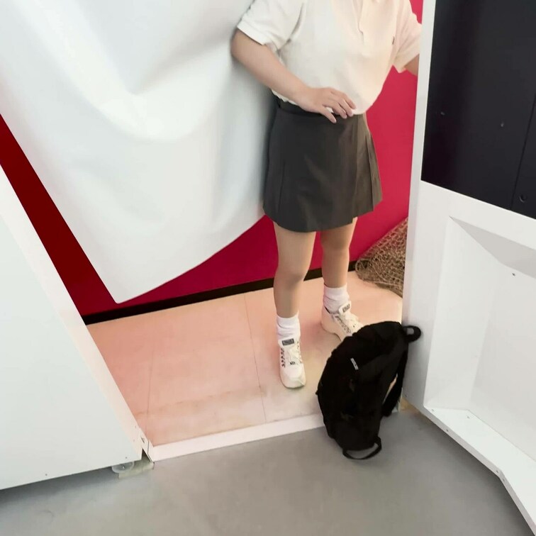 めいちゃんとプリクラ露出
