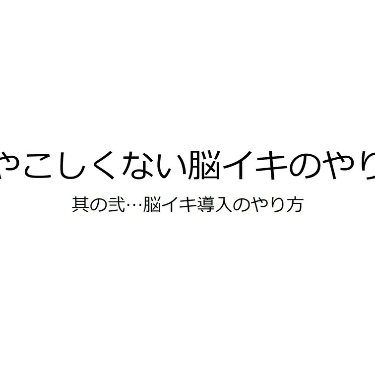 "ややこしくない脳イキのやり方"講座
其の弐…脳イキ導入のやり方

これで貴方も"脳イキマスター"❗️
"ややこ