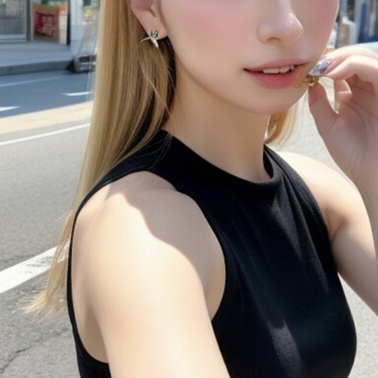 ロングヘアー、ノースリーブ