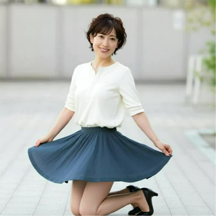 YouTubeで55,000回再生された熟女アナのスカートひらり写真集です！