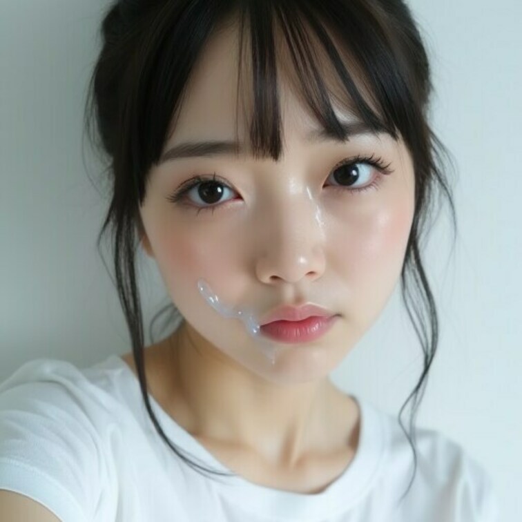 手でしごいて彼氏から顔にぶっかけられた20代大学生。