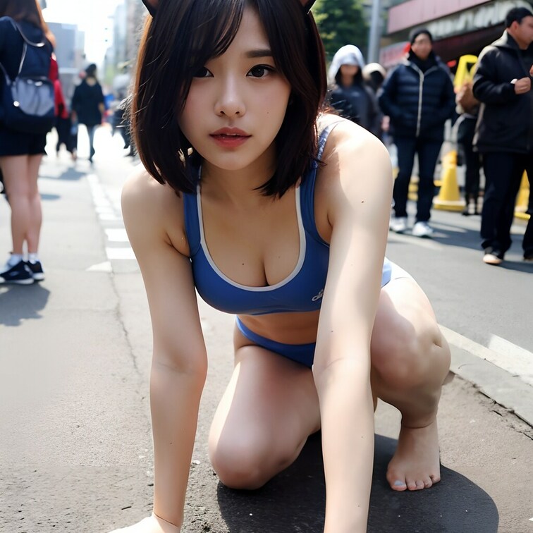 街中でこんな格好させるなんて…変態！
(無料プランではさらに脱いで…///)