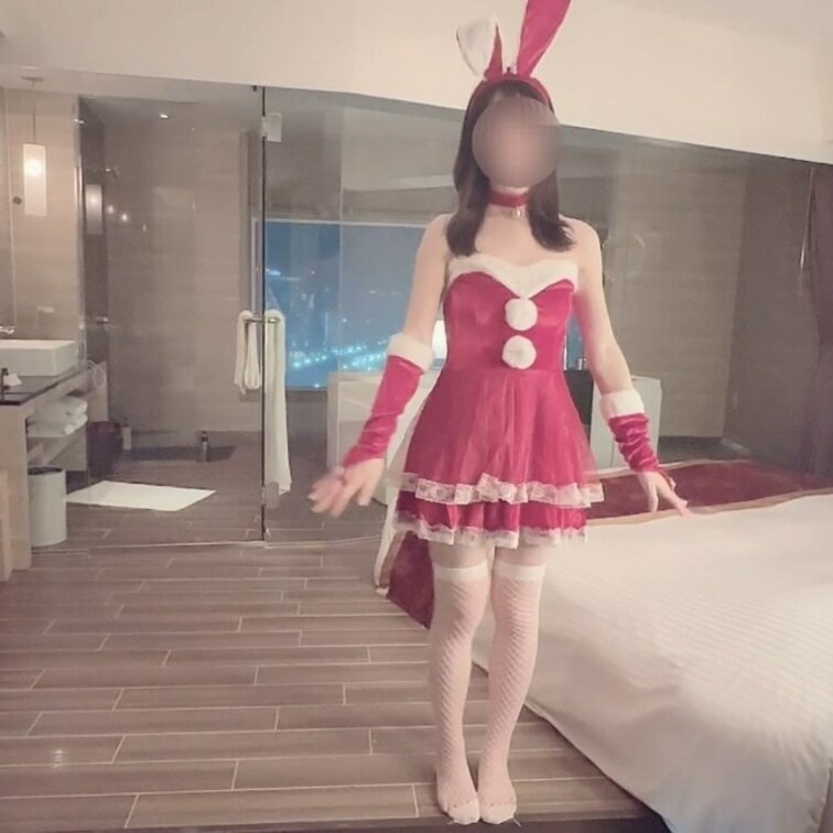 フルVer.【個人撮影】Christmas🎄✨夜景の見える露天風呂付きホテルでサンタさんのコスプレをしたまりあと甘々中出