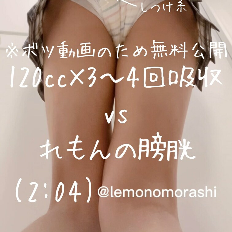 ◯120cc×3〜4回吸収おむつvsれもんの膀胱(2:04)

しつけ糸が取りきれていなかったのでボツ動画です( ˟