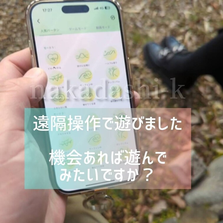 Miyabiです
遠隔操作もできるおもちゃ
外で使ってきました

寒かったので、厚着
反応がわかりにくくて、ご