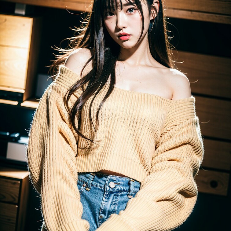やっぱりニットのオフショル可愛い💕
