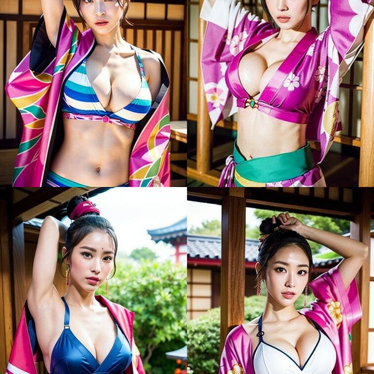 和風要素と水着のコラボ